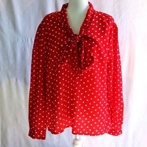 Ladies Red Soft Smock Silk Crepe Blouse